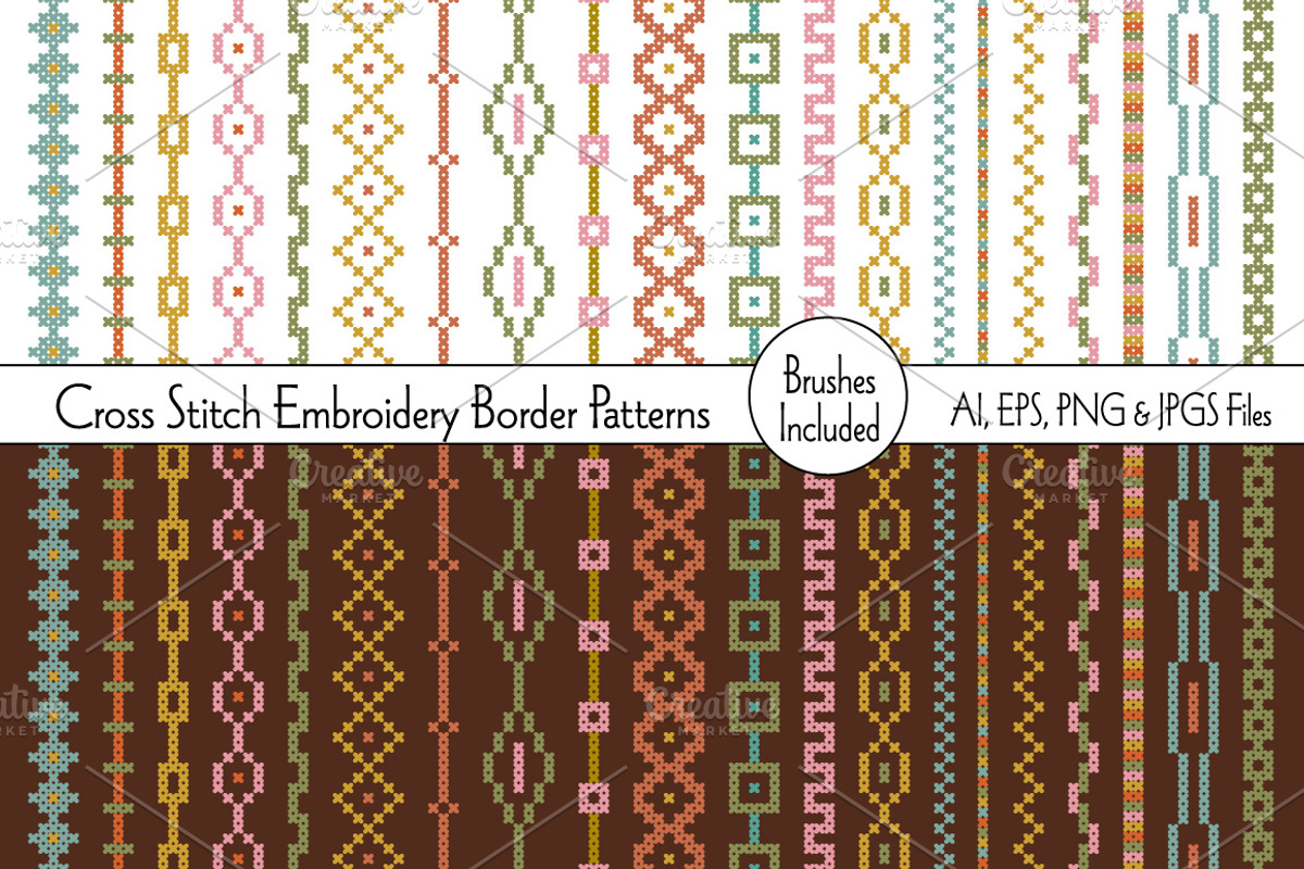 Cross Stitch Embroidery Borders, a Pattern Graphic by Melissa Held Designs (Photo 1 of 3)