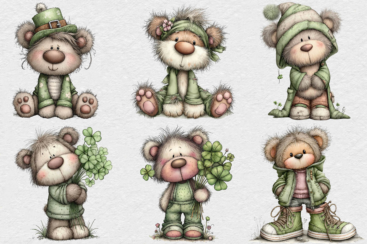 St Patrick’s Day Teddy Bear Clipart, an Illustration by DreamCafeArt (Photo 4 of 6)