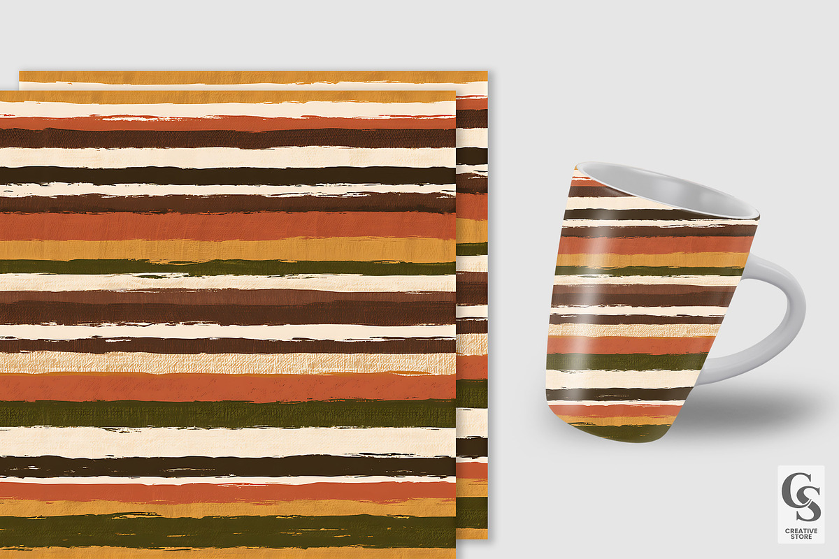 Boho Earthy Fall Stripes Patterns, a Pattern Graphic by Creative Store (Photo 3 of 5)