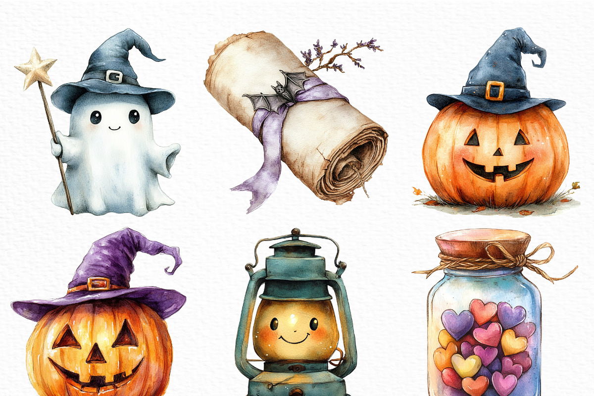 Halloween Cute Witch Clipart Bundle, an Illustration by Craft Nest (Photo 5 of 6)