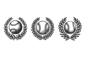 baseball emblems with laurel wreaths, a Sport Illustration by AlexArt