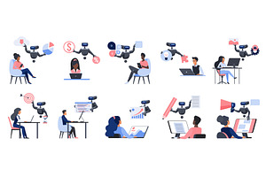 User help from chat bot set, tiny, a Technology Illustration by Lemberg Vector