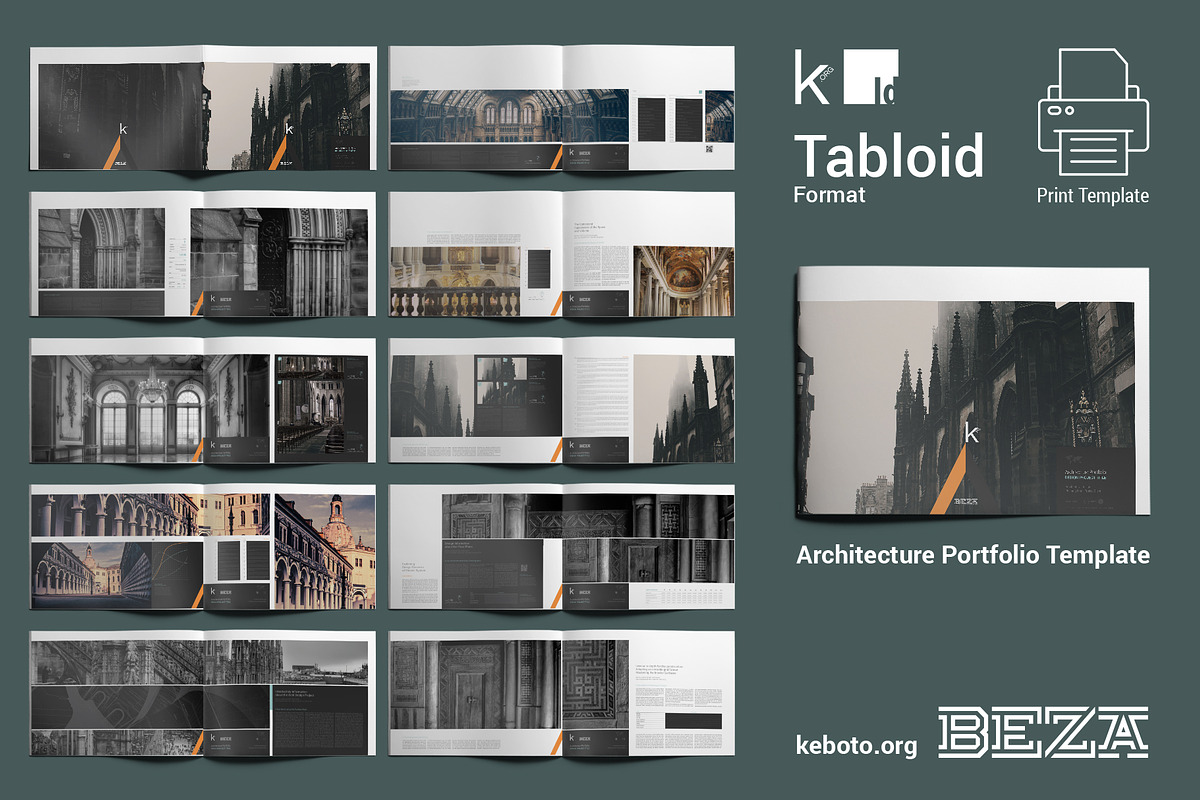 BeZA Architecture Portfolio Tabloid, a Print Template by Keboto