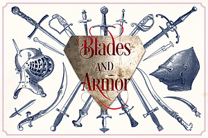 Vintage sword and armor illustration