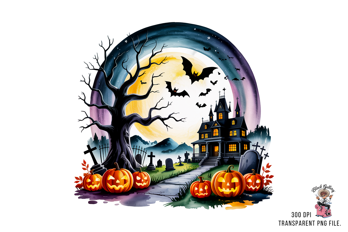 Spooky Halloween Night PNG Bundle, a Graphic by Clipart Bloom (Photo 7 of 11)
