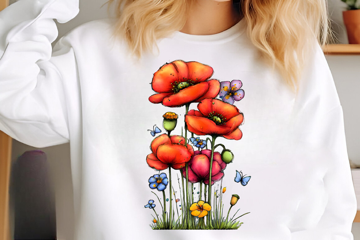 Spring Meadow Poppies Clipart, an Illustration by GatewayDesign (Photo 4 of 10)