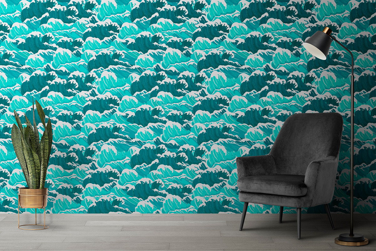 wave japanese blue white, a Pattern Graphic by AAN Seamless Shop (Photo 3 of 3)