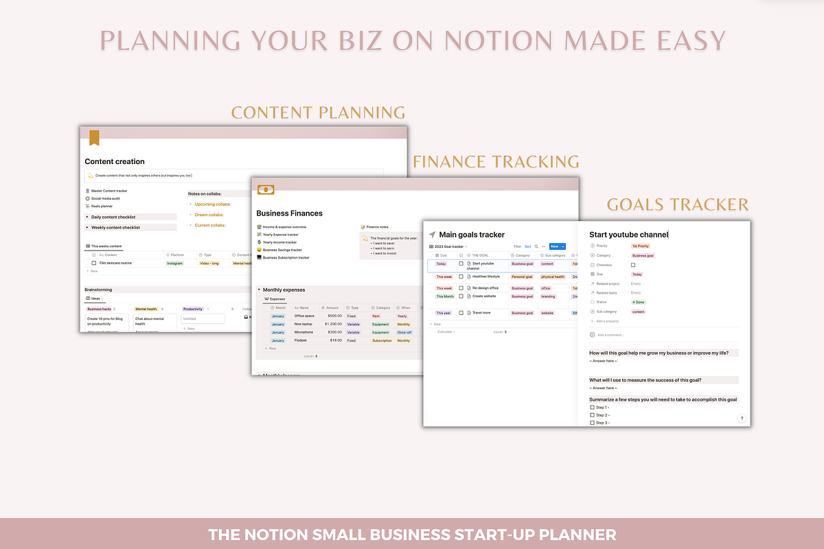 Notion template business planner, a Templates & Theme by Cate Creates (Photo 4 of 8)