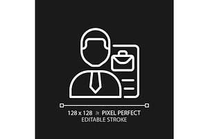 Recruitment pixel perfect white line, an Outline Icon by IMG Visuals