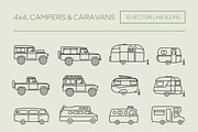 4x4, camper & caravan icons, an Outline Icon by the cabin supply co (Thumbnail 2 of 5)