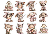 Whimsical Easter Animals Clipart, an Illustration by DreamArtGraphic (Thumbnail 2 of 4)