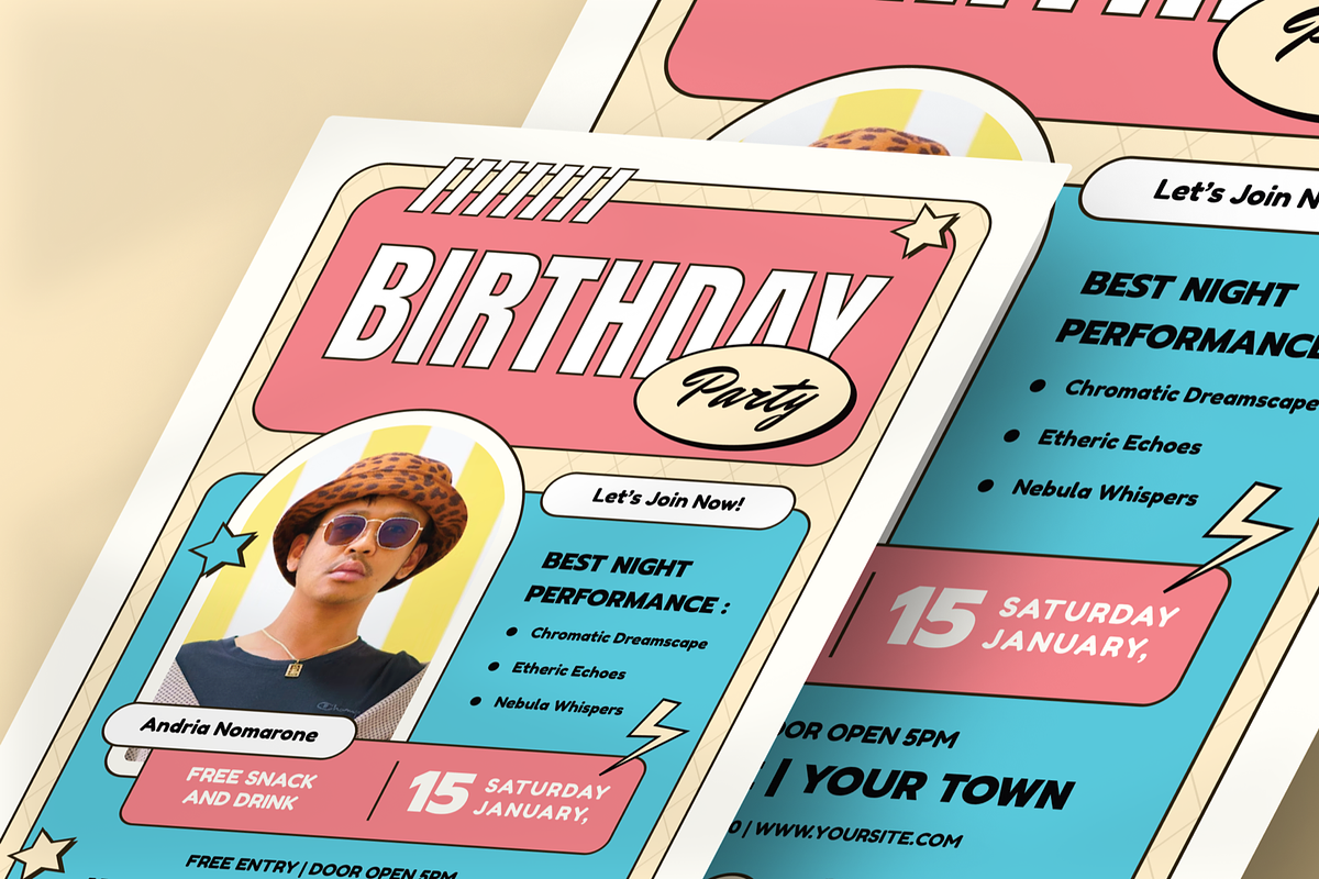 Pop Birthday Party Flyer, a Flyer Template by SquidPixey (Photo 2 of 5)