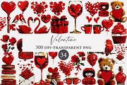 Watercolor Valentine clipart, an Illustration by Designworld (Thumbnail 1 of 4)