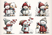 Whimsical Christmas Snowman Clipart, an Illustration by Dream Creation (Thumbnail 5 of 7)