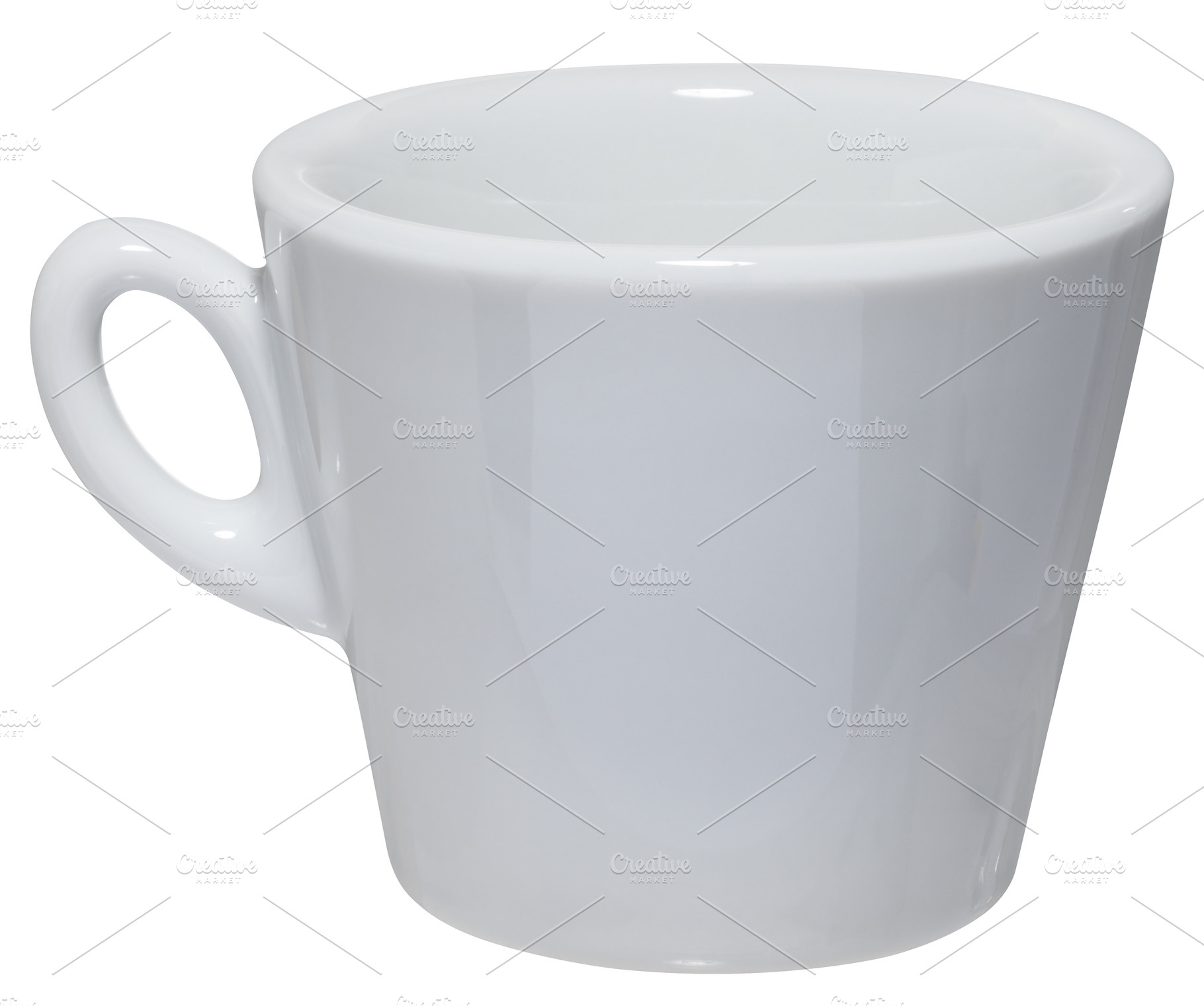 Classic white ceramic coffee cup with a handle, widening towards, a Food & Drink Photo by ndanko