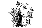 Fairy Moon Butterfly Silhouette, an Object Illustration by Gaye Art (Thumbnail 21 of 31)