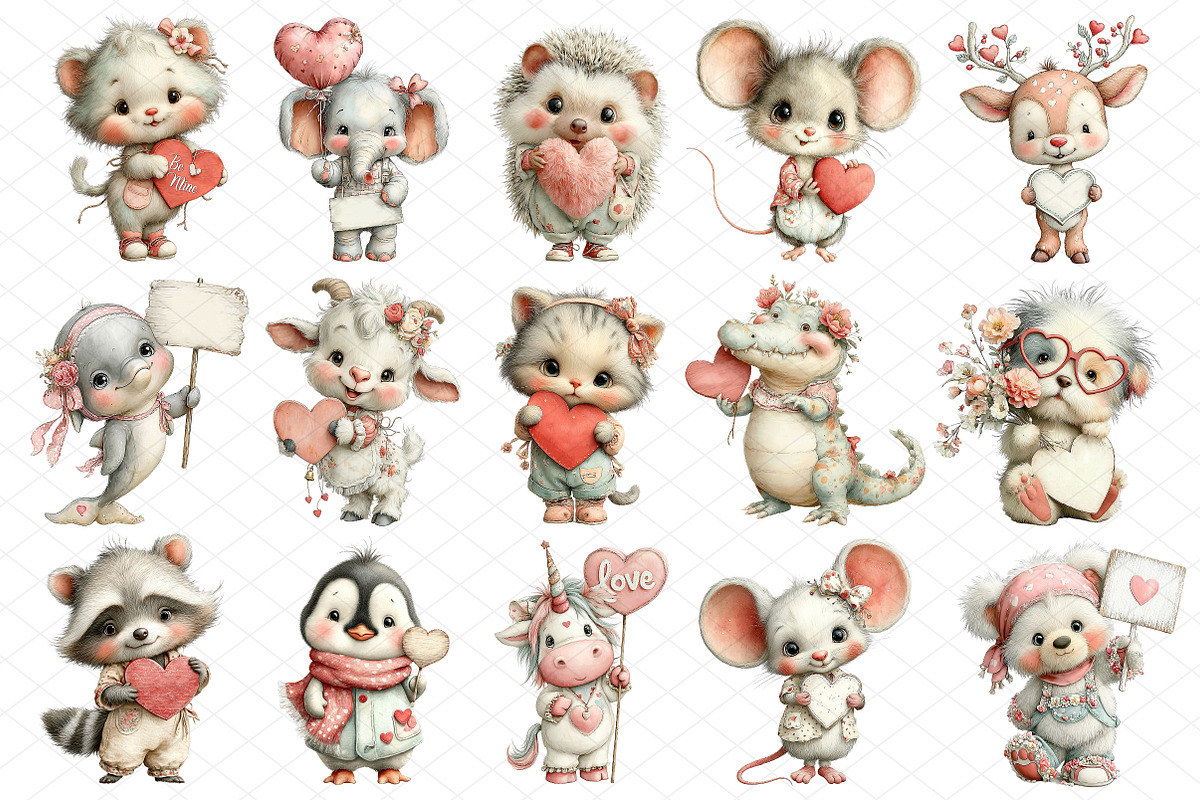 Valentine Animals With Heart Sign, an Illustration by cherrydesign (Photo 3 of 4)