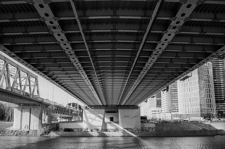 Under the bridge in the downtown