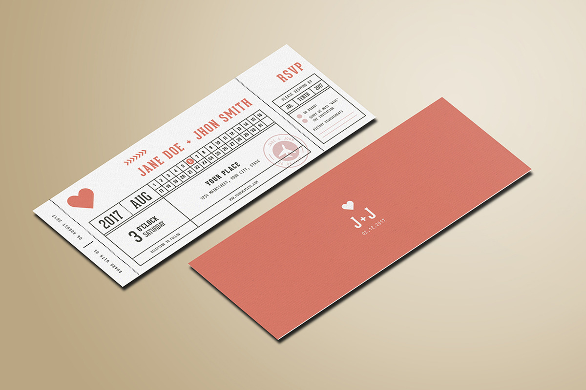 Wedding Invitation Ticket, an Invitation Template by Vynetta (Photo 3 of 4)