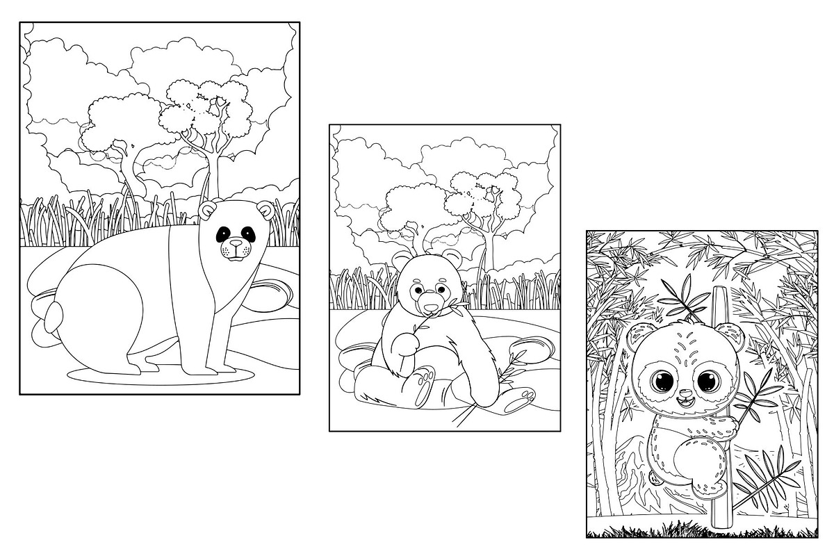 Cute Panda Coloring Pages for KDP, an Animal Illustration by Akrinity Digital (Photo 3 of 3)