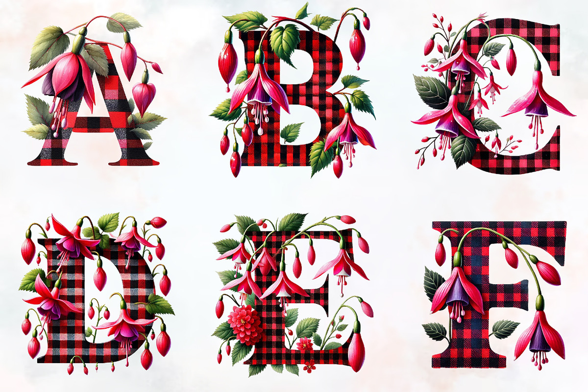 Spring Fuchsia Flower Alphabet Clipa, an Illustration by RobertsArt (Photo 2 of 7)