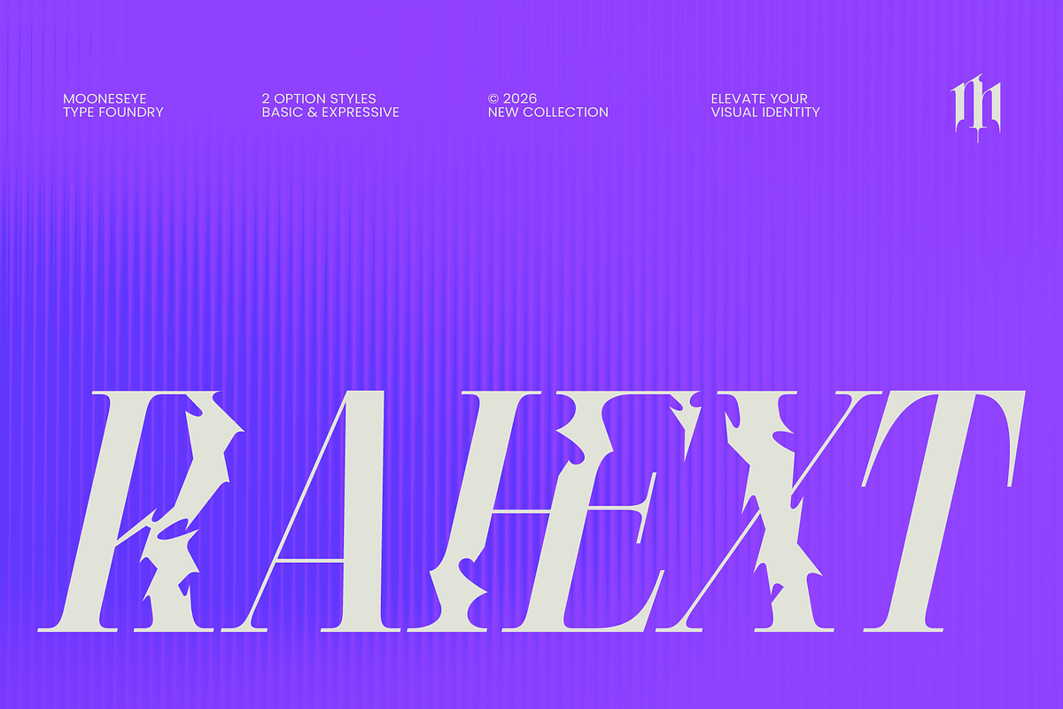 Rahext - Modern Experimental Serif, a Serif Font by MooneseyeType (Photo 1 of 8)