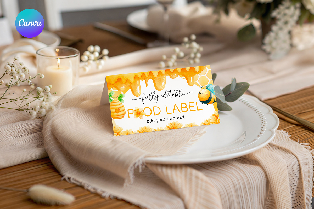 Honey Bee Birthday Food Tent Cards, an Invitation Template by Digital_Mind (Photo 1 of 3)