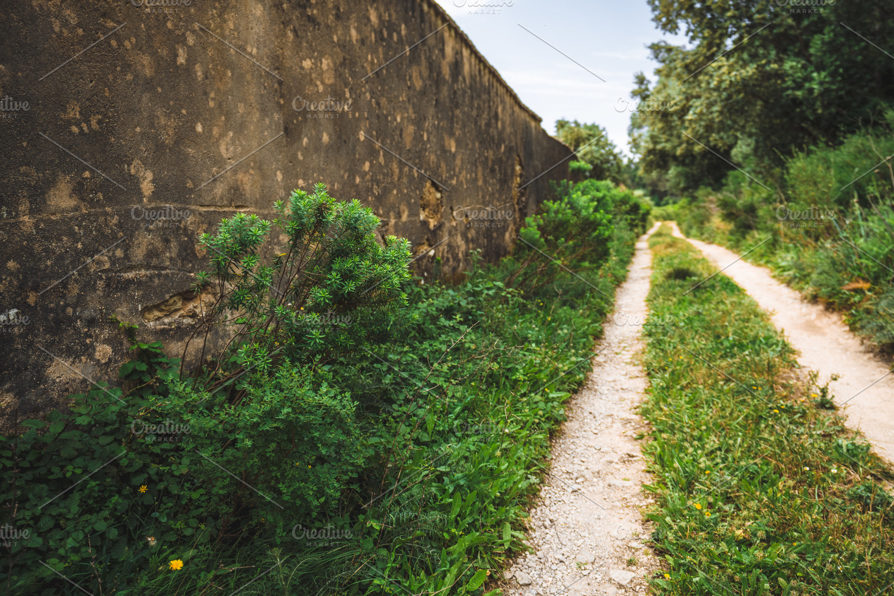 Old wall by rural dirt road, an Architecture Photo by SkyNext