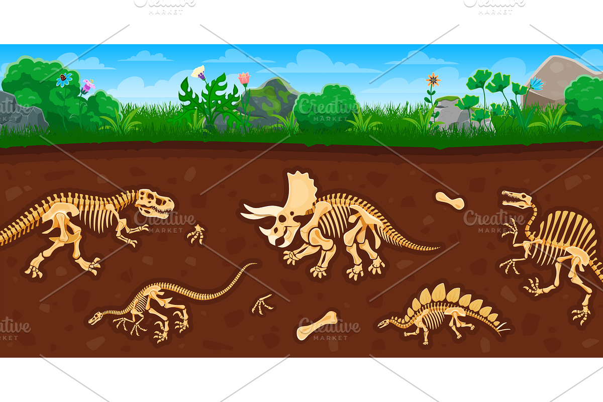 Archeology and paleontology, an Animal Illustration by Vector Tradition
