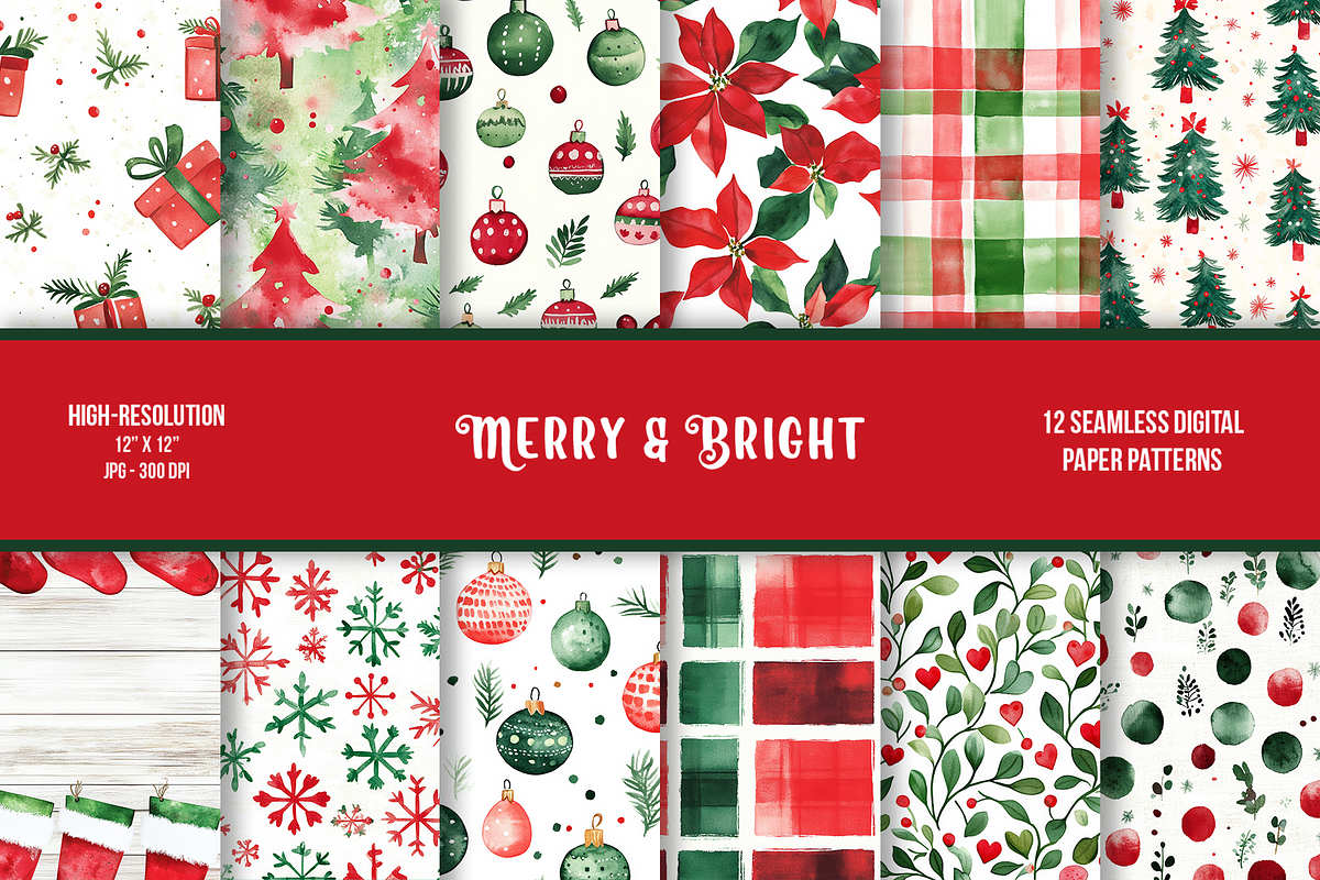 Merry & Bright Digital Paper, a Pattern Graphic by Chromolume Studio (Photo 1 of 16)