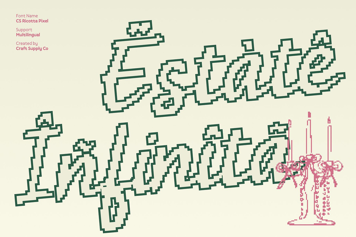 CS Ricotta Pixel, a Script Font by Craft Supply Co. (Photo 7 of 8)