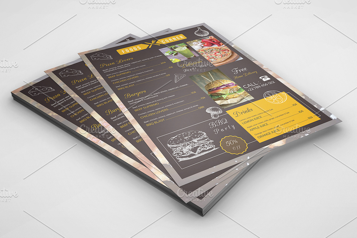 Food Menu Flyer Template-V366, a Flyer Template by Template Shop (Photo 1 of 3)