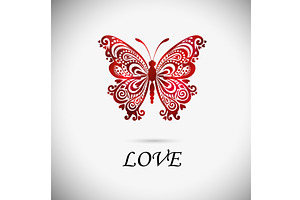 Graphic Red Butterfly Made From