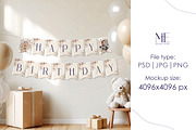 Birthday Bunting Banner Cards Mockup, an Advertising Mockup by Mie Mockup Studio (Thumbnail 3 of 6)