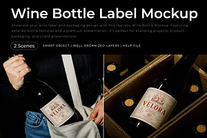 Wine Bottle Label Mockup, a Cups & Container Mockup by Pitchlook.Studio