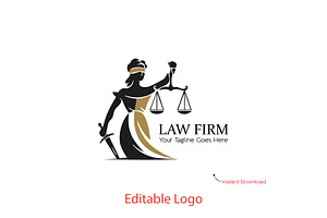 Modern Lady Justice Logo Template, a Branding & Logo Template by YUDesignStore