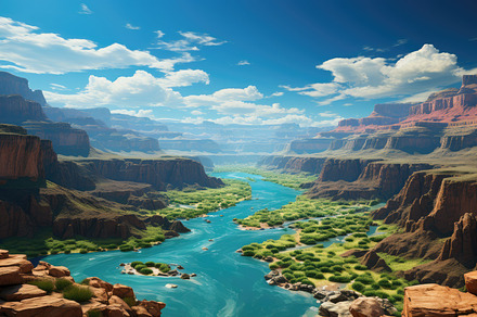 Canyon Colors - Sunny Day at the Grand Canyon. Generative AI, a Nature Photo by designvectx