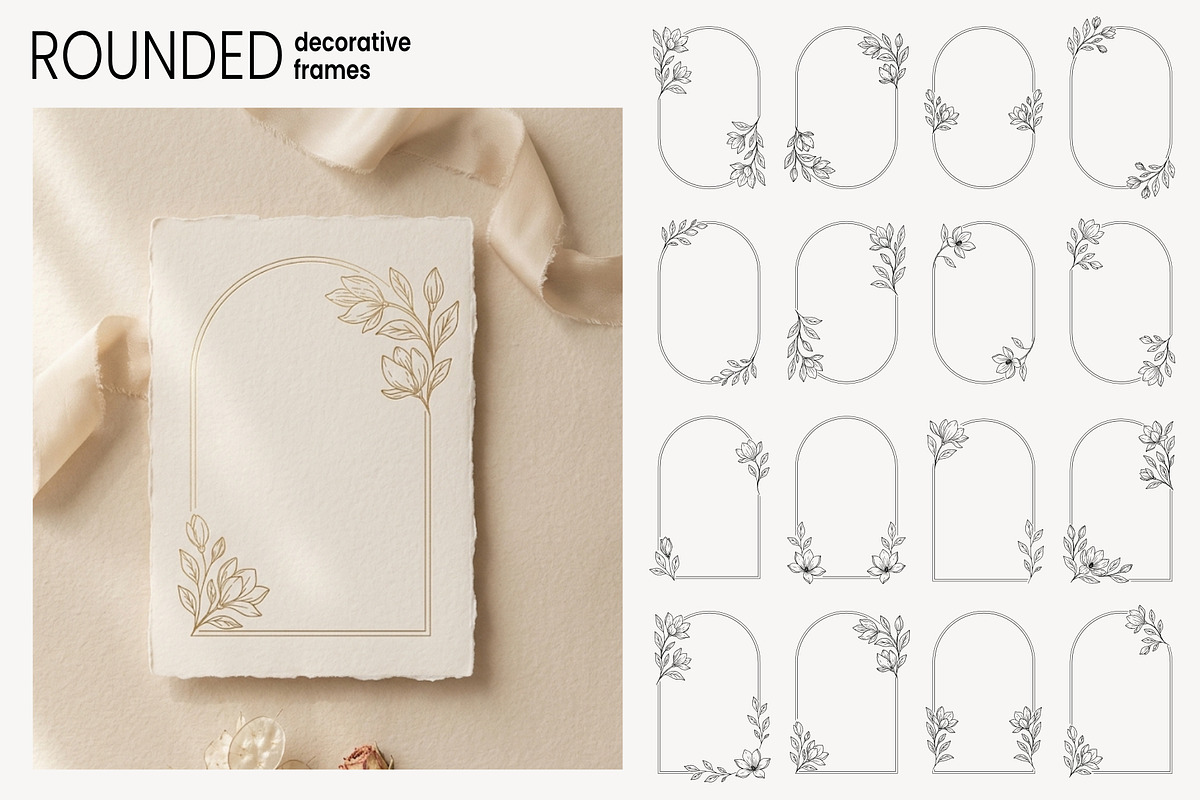 Magnolia Wedding Frames & Clipart, a Decorative Illustration by moja doodle (Photo 2 of 9)