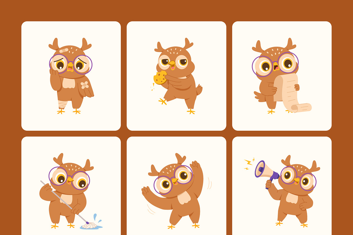 60 Owl Characters Illustration, an Animal Illustration by Brickclay (Photo 11 of 12)