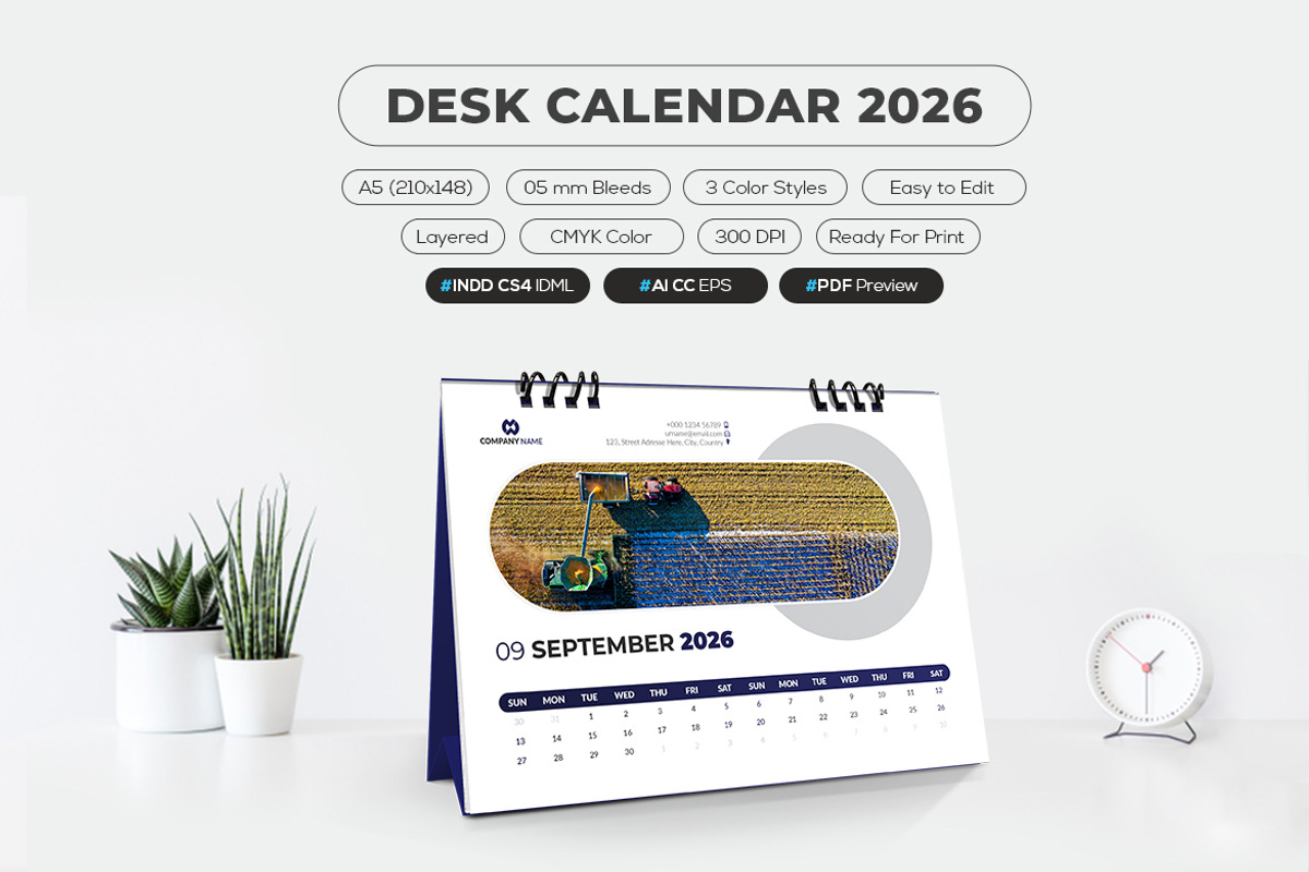 A5 Desk Calendar 2026 Printable preview 4