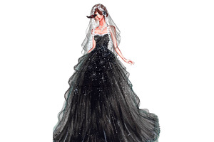 Black wedding bridal illustration
