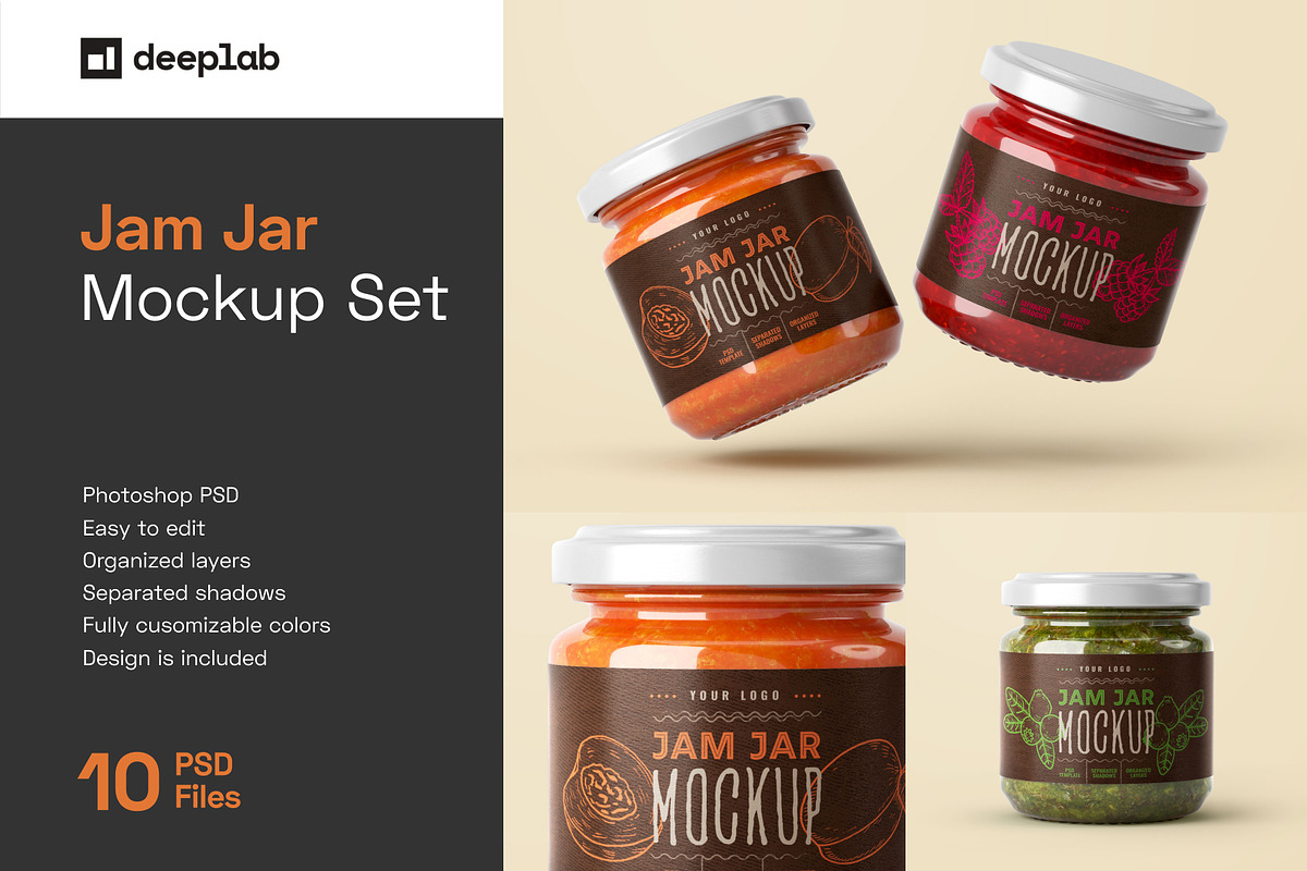 Jam Jar Mockup Set | Label Design, a Cups & Container Mockup by Deeplab (Photo 1 of 14)