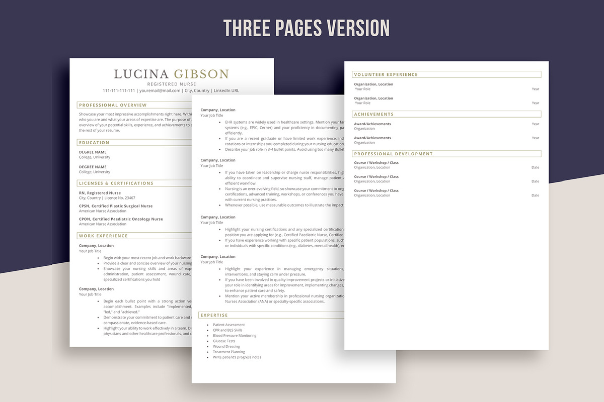 ATS Nurse Resume Template for word, a Resume Template by aivos (Photo 4 of 7)