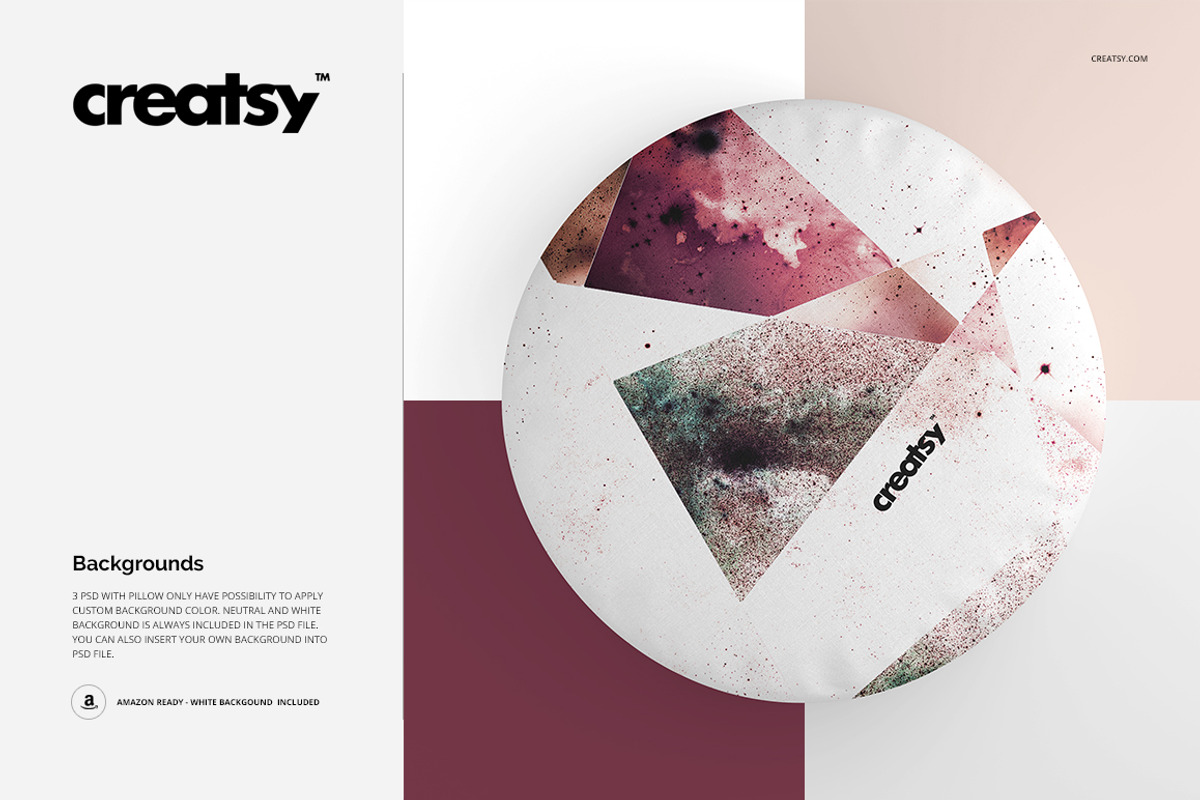 Round Cotton Pillow Mockup Set, a Household Mockup by creatsy2 (Photo 5 of 7)
