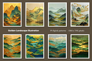 Golden Landscape Illustration, a Decorative Illustration by Housui Patterns (Thumbnail 4 of 10)
