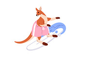 Cute kangaroo set + seamless pattern, an Animal Illustration by PaperTrident (Thumbnail 11 of 15)