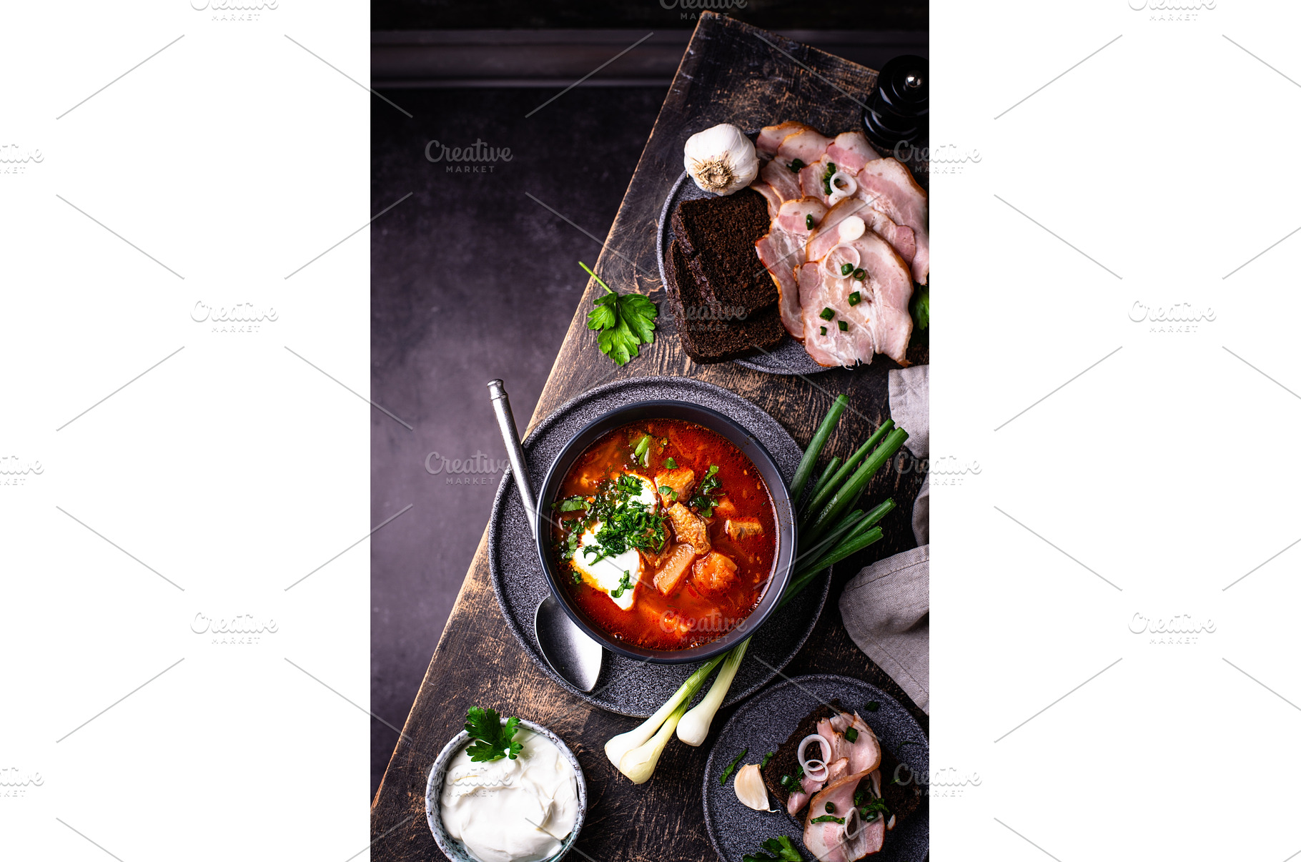 Traditional Ukrainian borsch with, a Food & Drink Photo by Yulia Furman