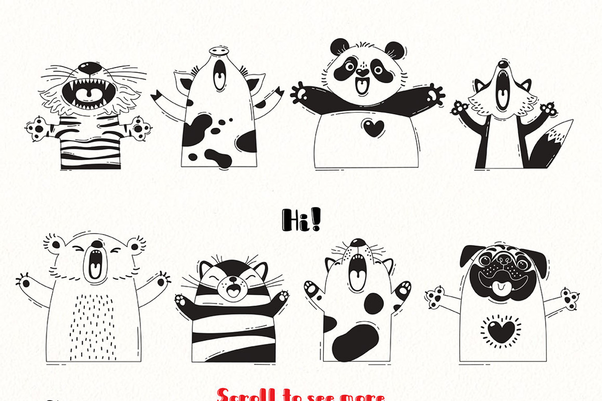 Funny Animals - Card Kit, an Animal Illustration by Baksiabat (Photo 3 of 9)