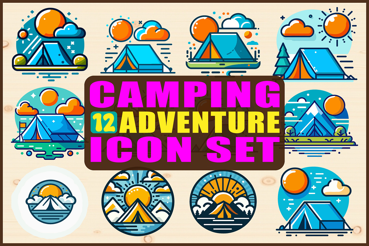 Camping Adventure Icon Set, an Object Graphic by Gfx_Store (Photo 1 of 13)