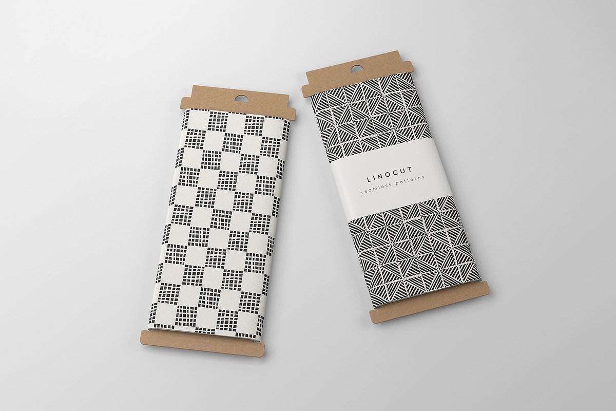Linocut Seamless Patterns Set, a Pattern Graphic by Curly_Pat (Photo 6 of 6)